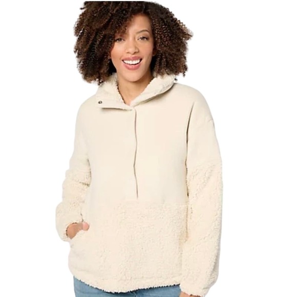 UGG Tops - Koolaburra by UGG Bonded Sherpa Pullover with Snaps PUMICE STONE NWOT SIZE S